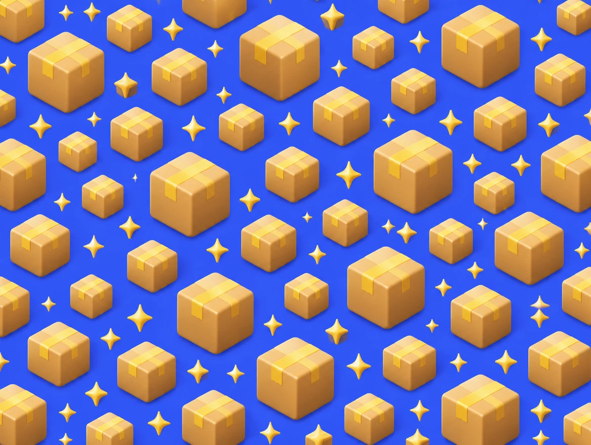 Shipping box emoji pattern on a blue background